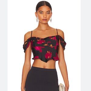 Free People Cassandra Printed Blouse in Black Combo